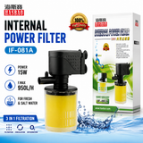 HASBAO IF-081A Internal Power Filter 15W, 950L/H, 3-in-1 Aquarium Filter