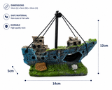 🏴‍☠️ Blue Shipwreck Aquarium Ornament – 14cm