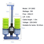 XY-2902 Aquarium Sponge Filter Biochemical 5W 450L/H