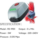 RS-9901 Adjustable Type and Super Noiseless Aquarium Air Pump