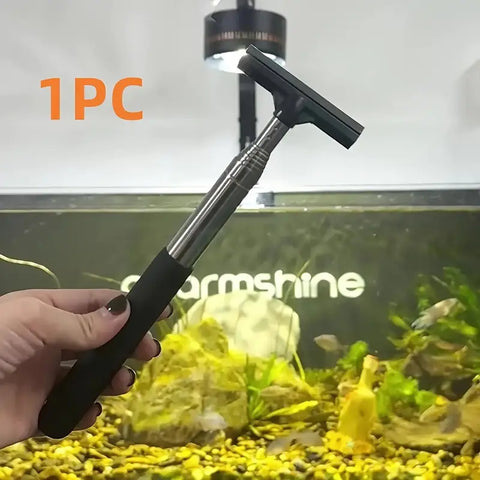 Retractable Aquarium Cleaning Brush with Silicone Scraper