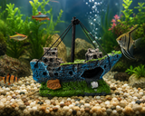 🏴‍☠️ Blue Shipwreck Aquarium Ornament – 14cm