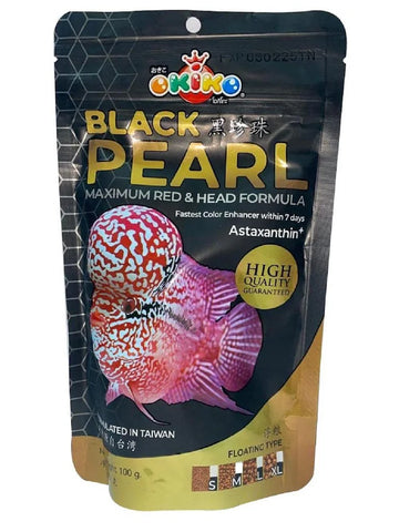 OKIKO Black Pearl flowerhorn Fish Food with Maximum red & Head Formula 100g