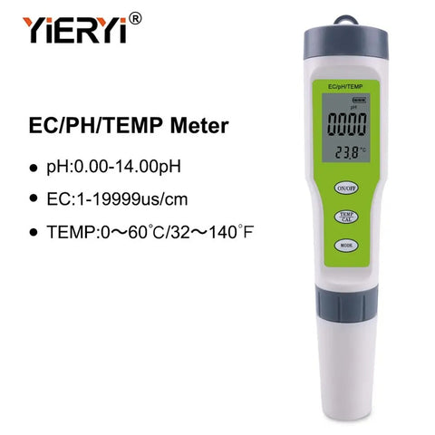 YIERYI PH/EC/Temp Meter Digital Water Quality Monitor Tester for Aquariums